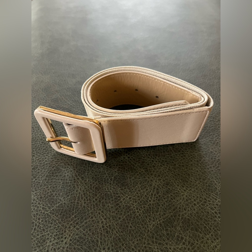 Banana Republic Belt Wide with Square Buckle Light Gray Size M/L - Picture 11 of 11